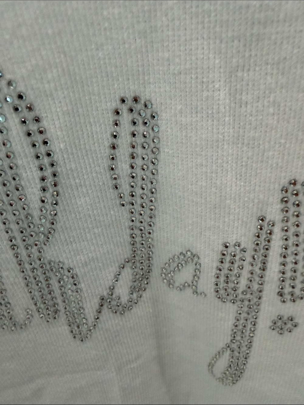 Sofra White Ribbed Activewear Tank with Rhinestone Script - Picture 3 of 4